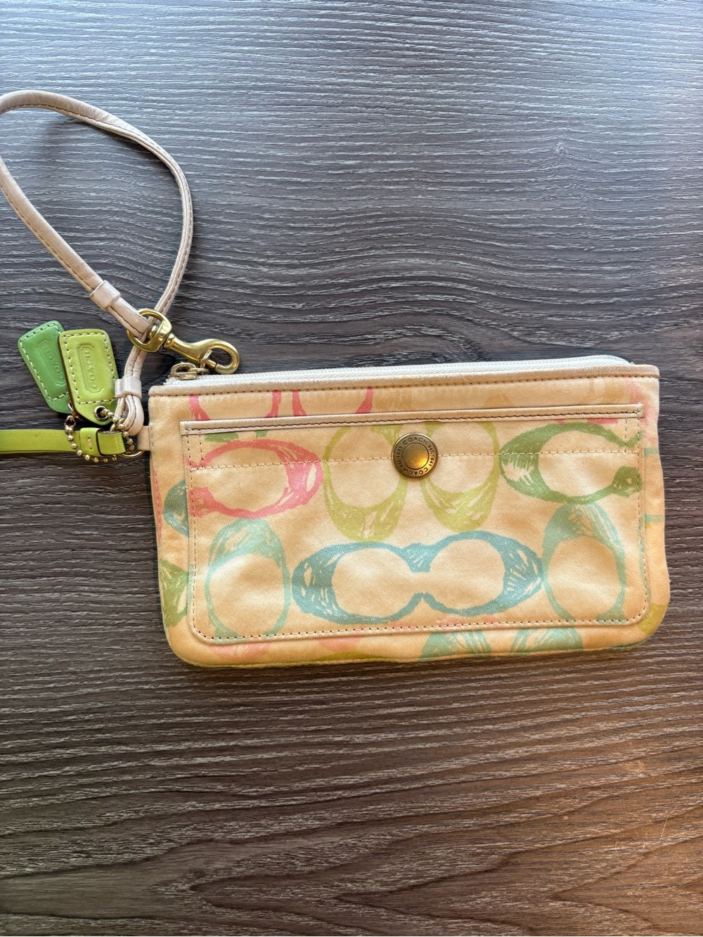 Y2K Vintage Coach Hampton Scribble wristlet Signature Logo Wallet Pastels 2000s